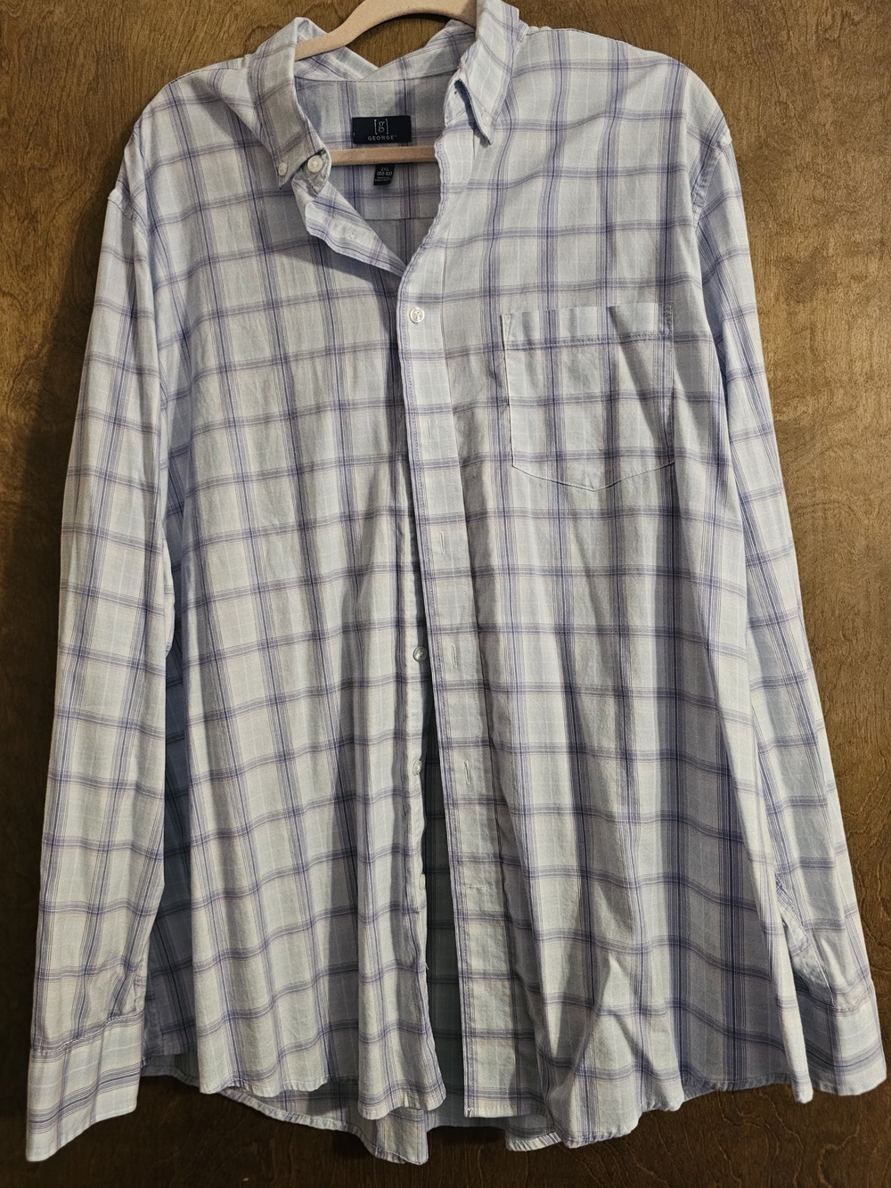 Men's Light Blue And Purple Plaid Button-Down Shirt